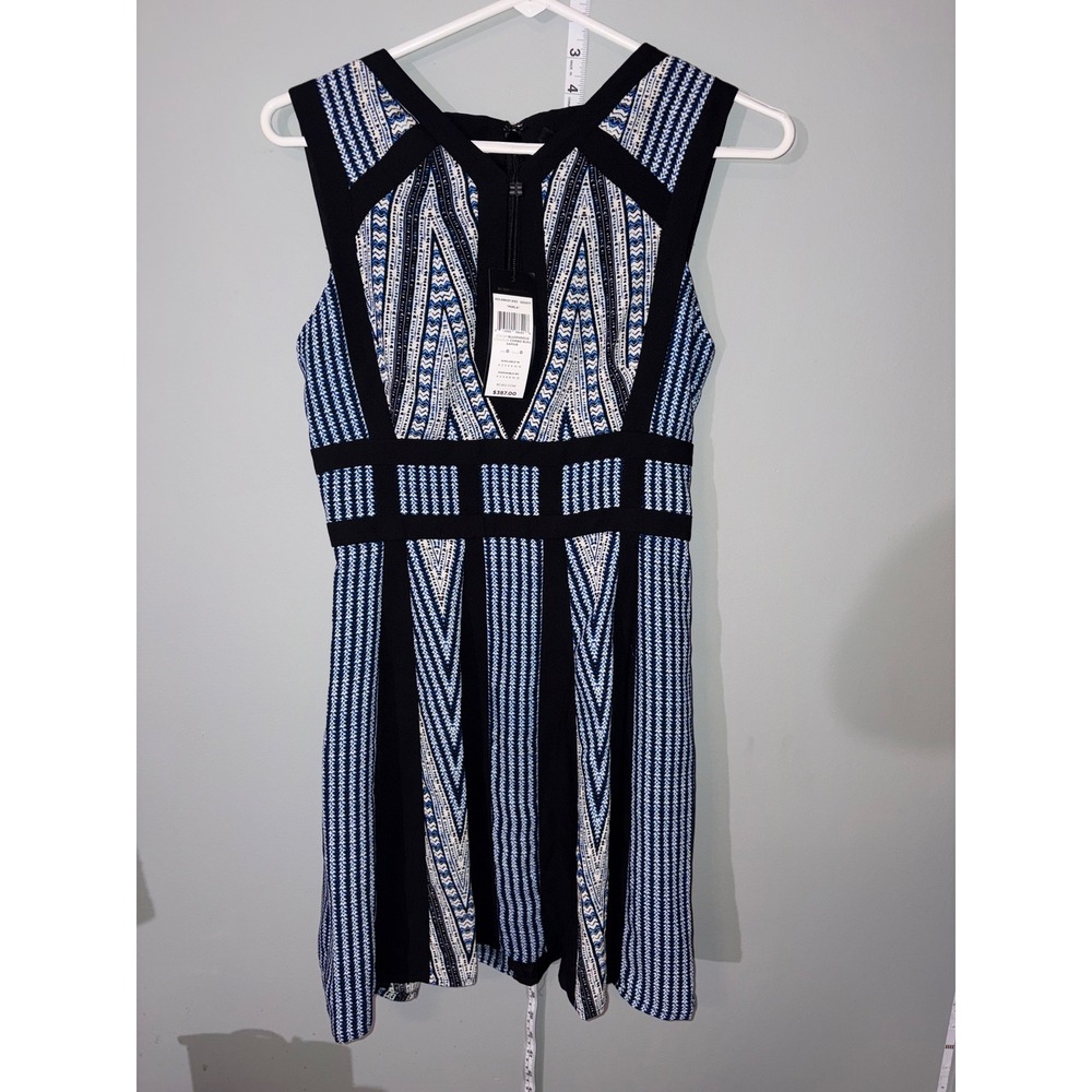 NEW BCBG MAXAZRIA Perla Dress Blue Geometric Mini SDL68K57-A53 Sz 0 T05-14
